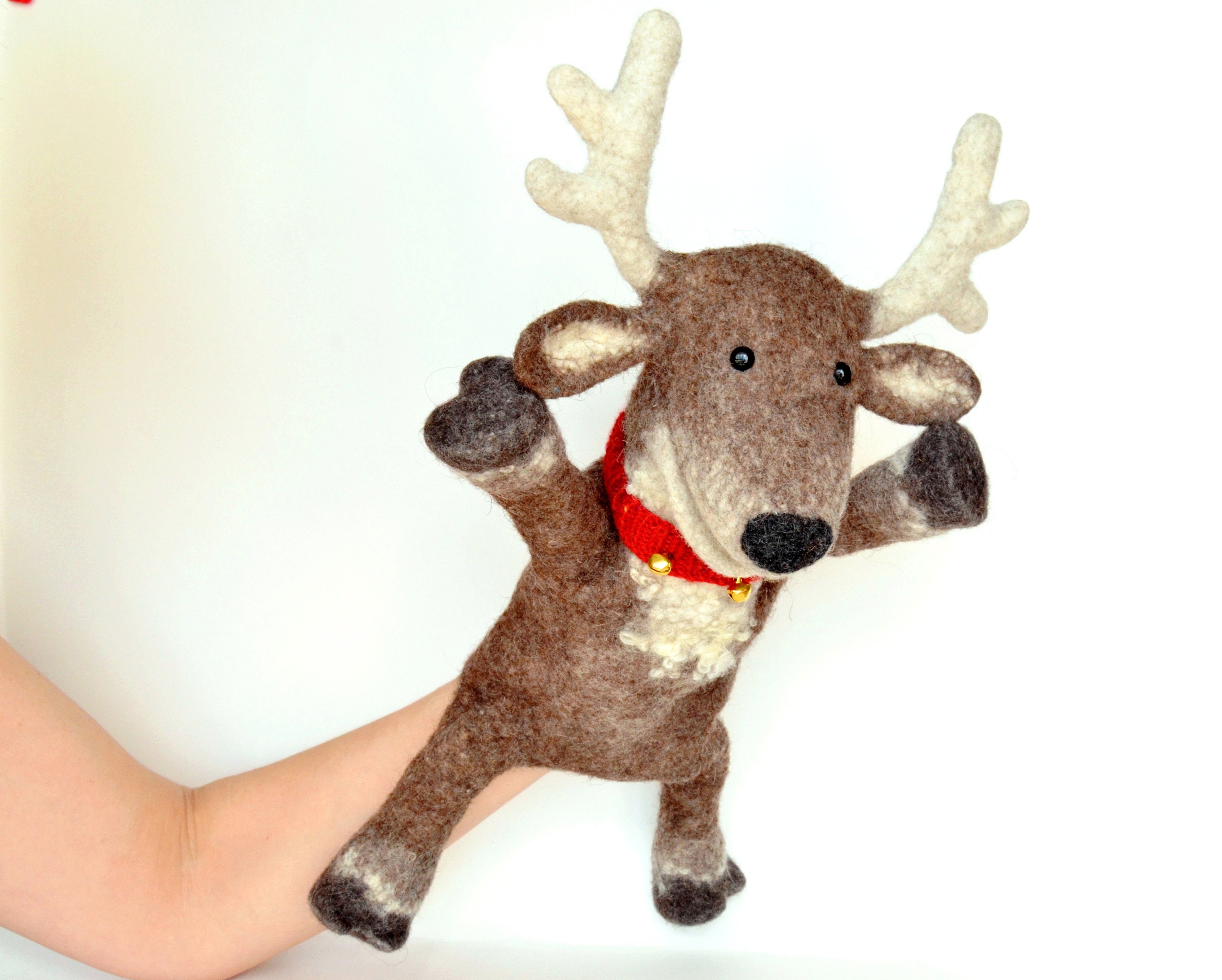Christmas deer toy Deer hand puppet Puppets theater Etsy