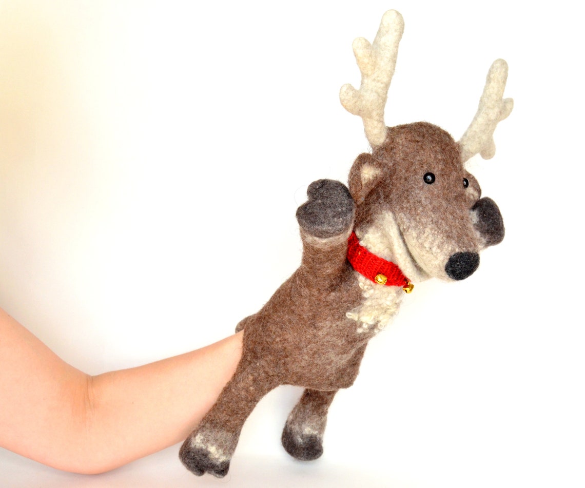 Christmas deer toy Deer hand puppet Puppets theater Etsy