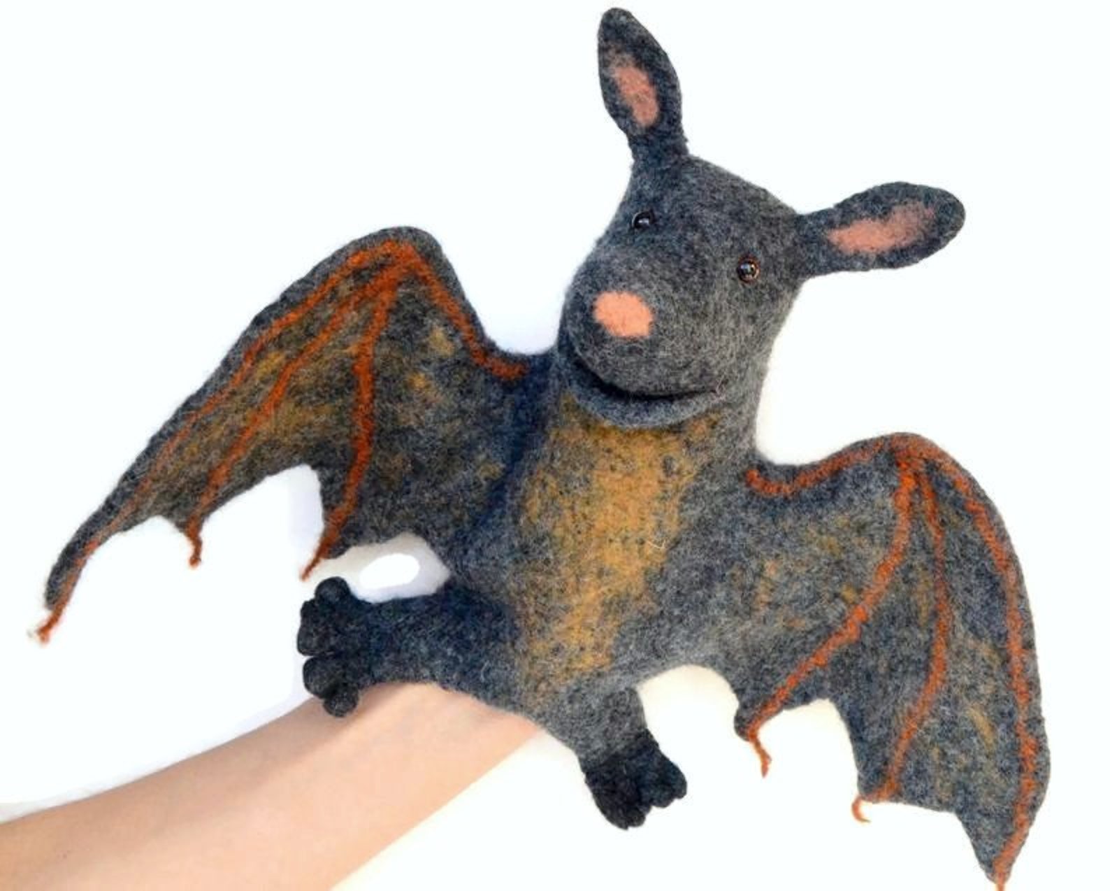 Bat hand puppet Puppets theater Stuffed bat toy Etsy