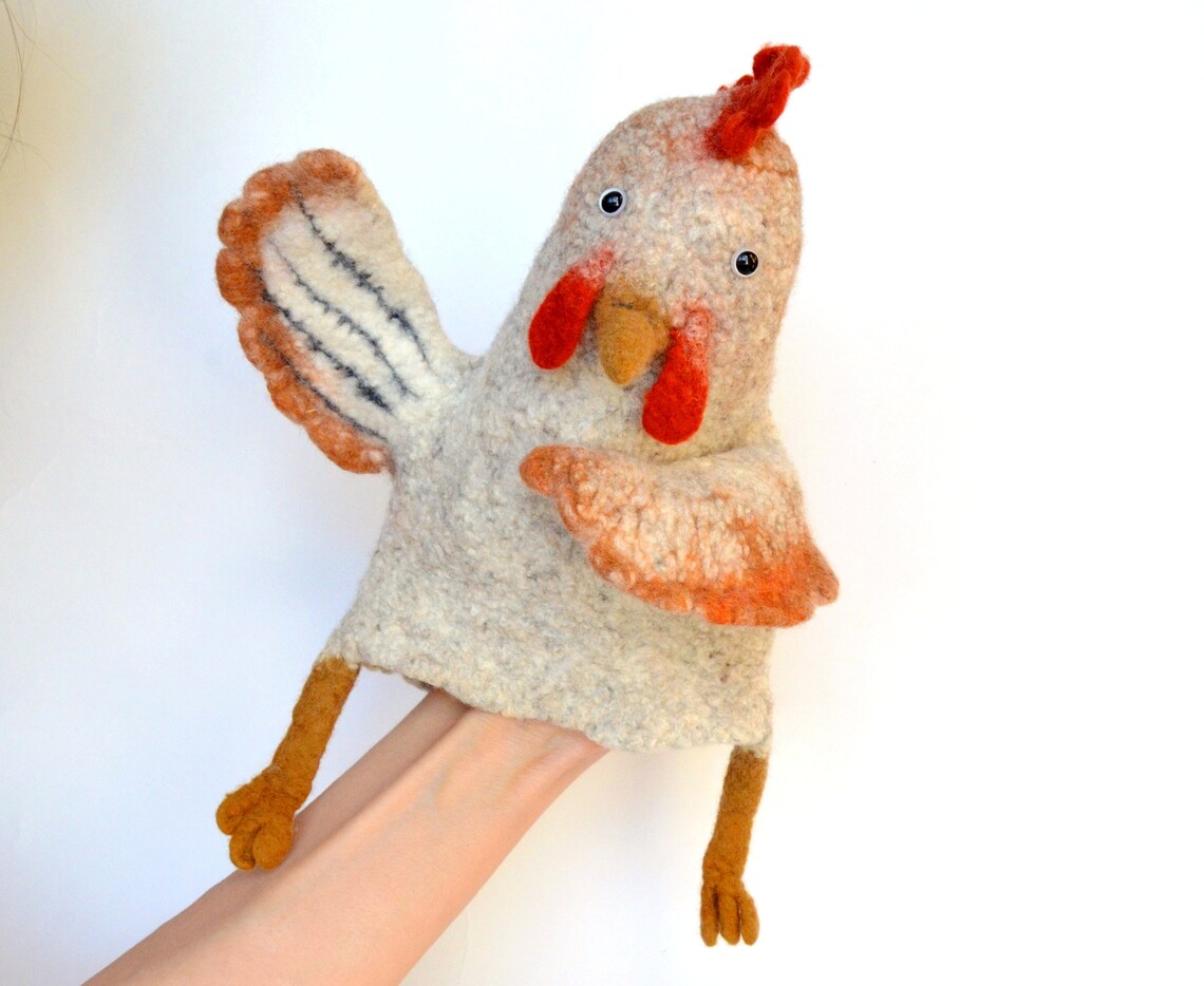 Chicken Hand Puppet Puppets Theater Chicken Felt Toy Etsy