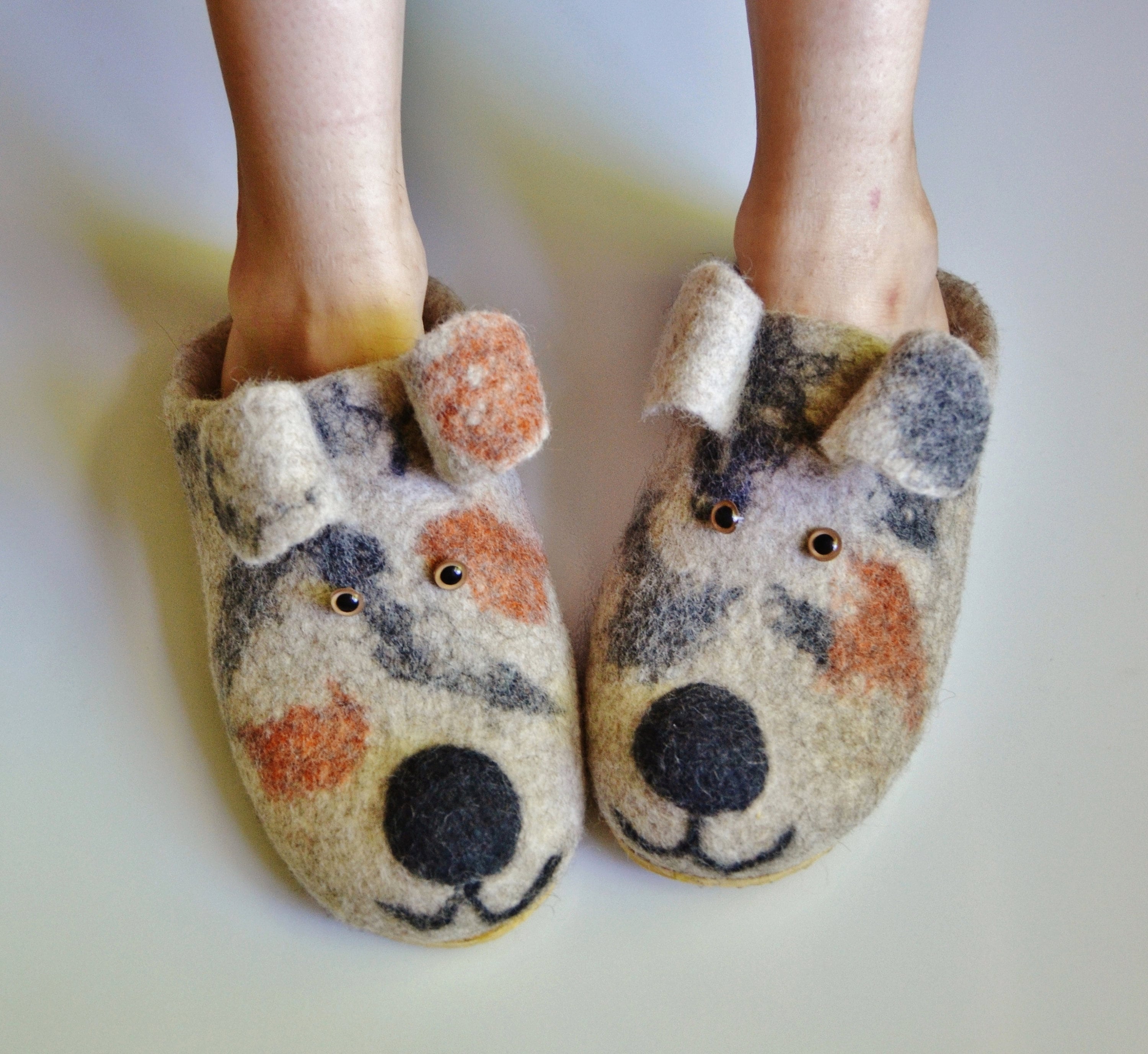 Felted wool slippers Animal slippers Dog slippers Etsy