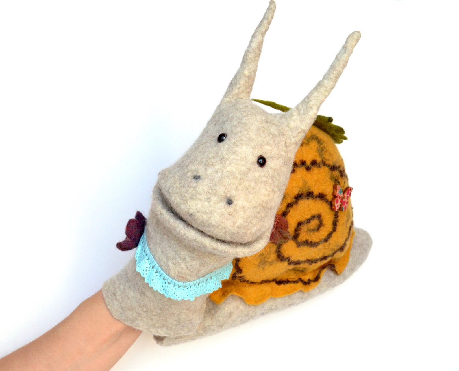 Snail hand puppet Puppets theater Snail toy Etsy
