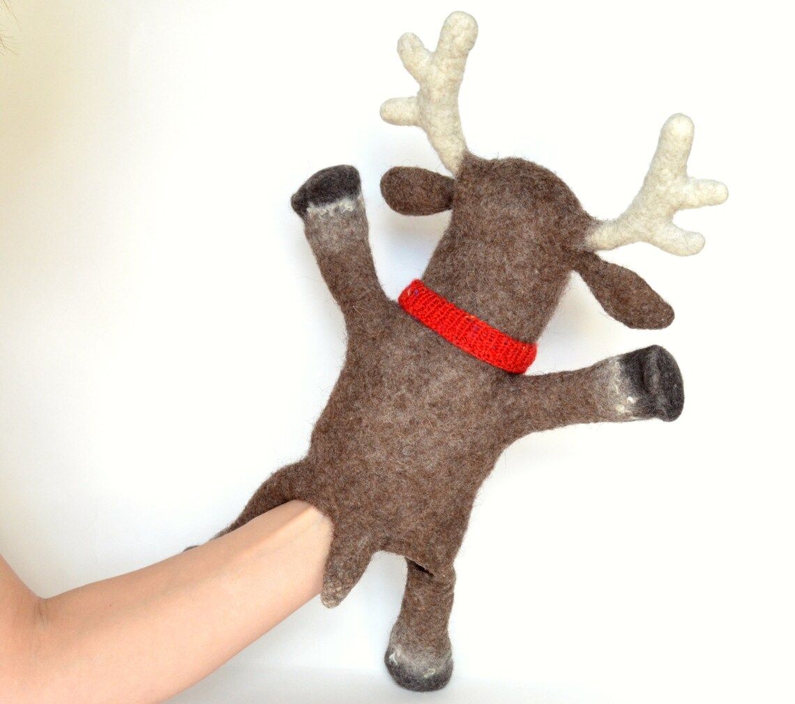 Christmas deer toy Deer hand puppet Puppets theater Etsy