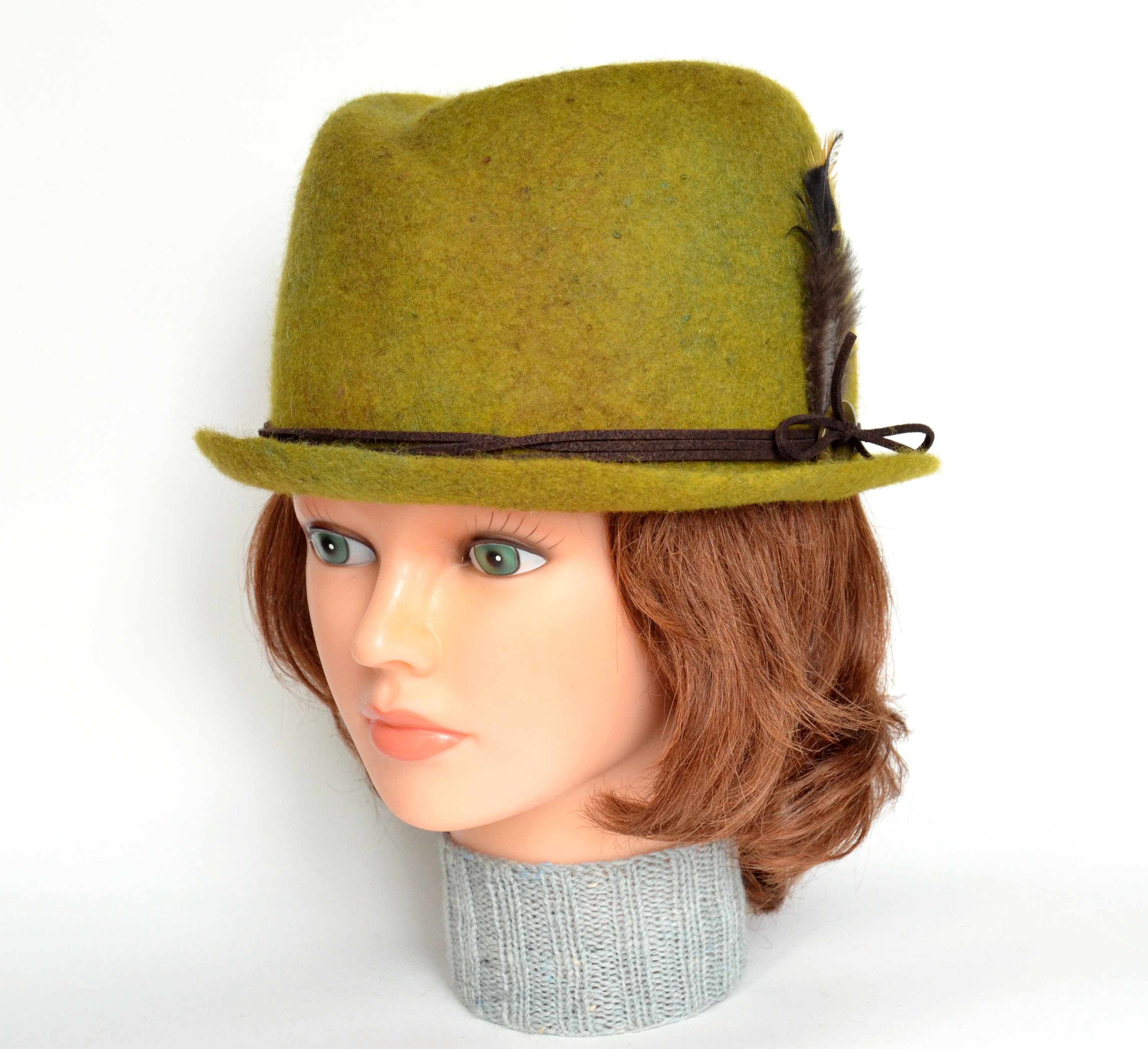 Women fedora hat Western hats for women Olive felted hat Etsy