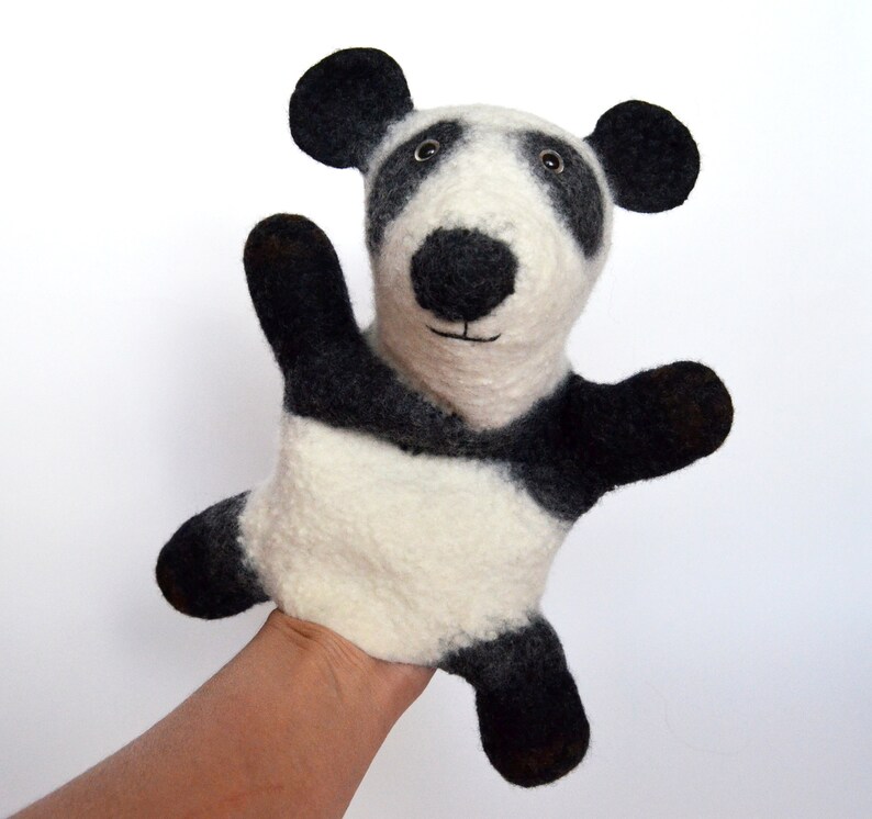 Panda hand puppet Puppets theater Panda bear toy Etsy