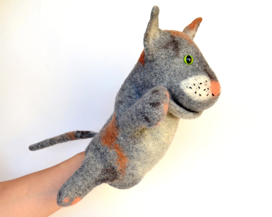 Cat hand puppet Puppets theater Cat felt toy Etsy