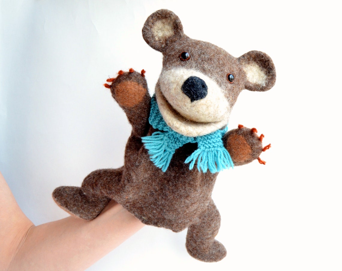 Bear hand puppet Puppets theater Bear felt toy Etsy