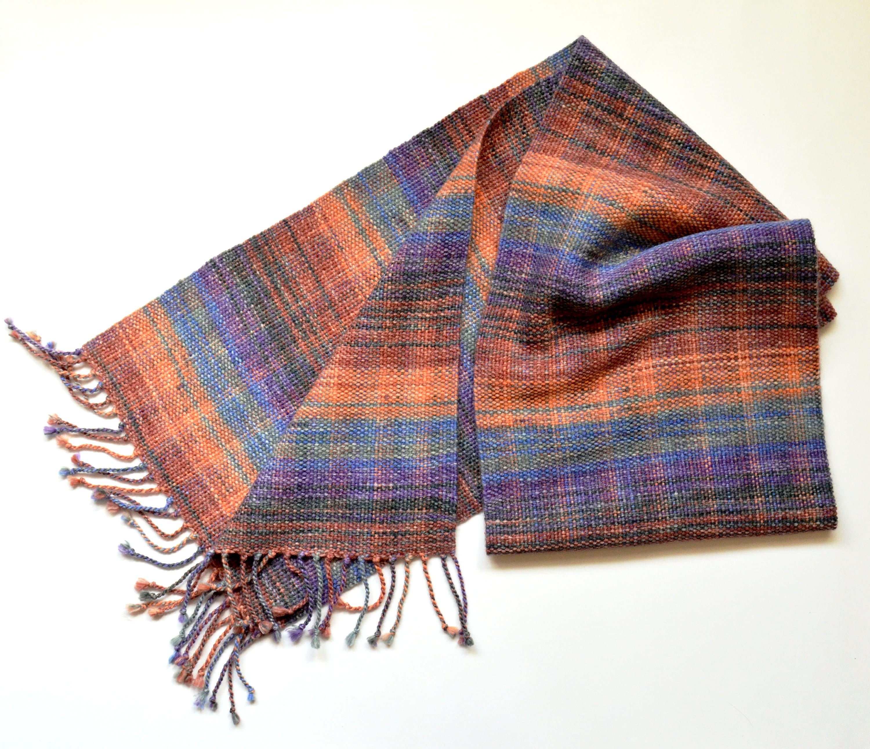 Handwoven wool scarf Purple plaid scarf Womens woven scarf Etsy