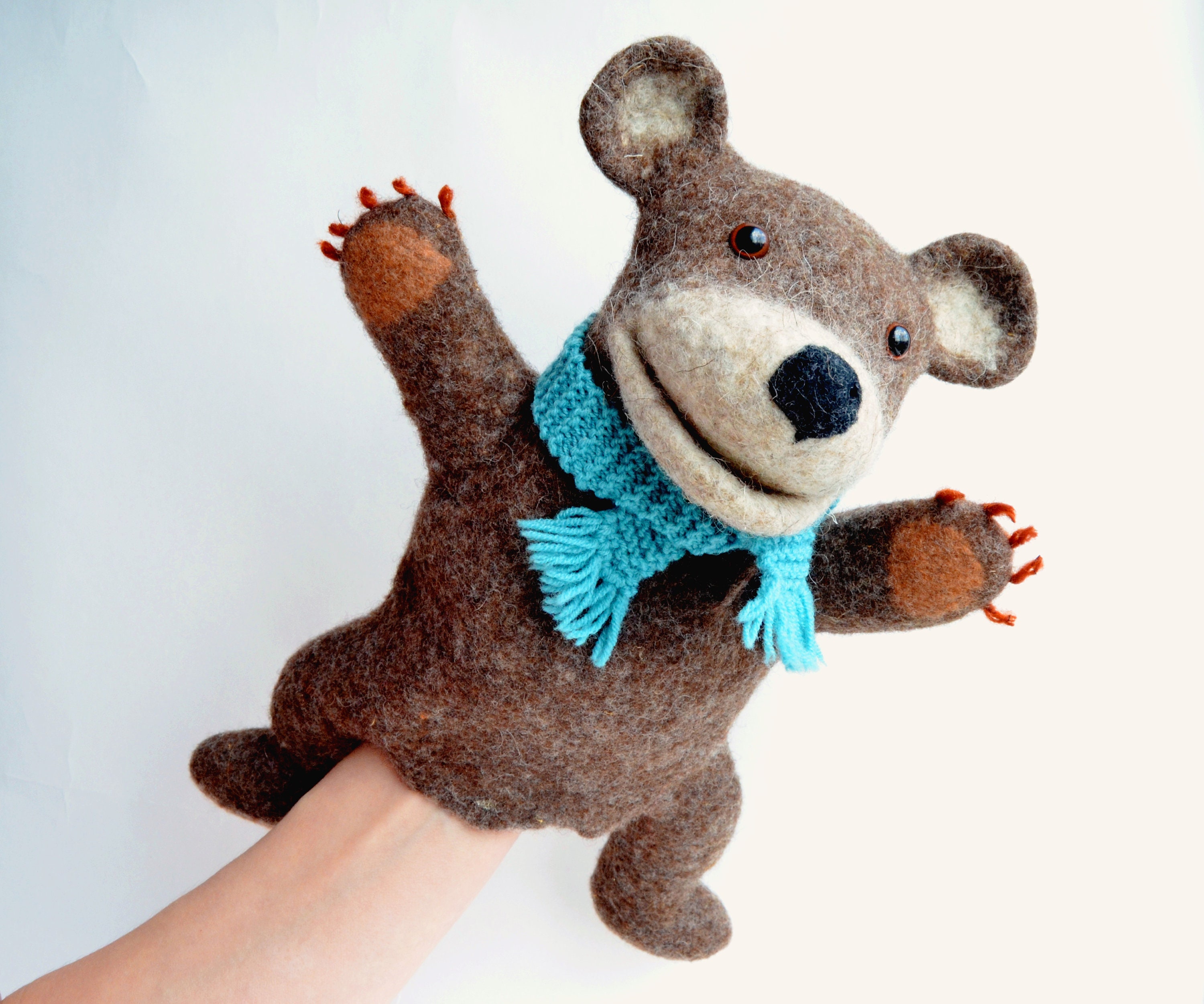 Bear hand puppet Puppets theater Bear felt toy Etsy