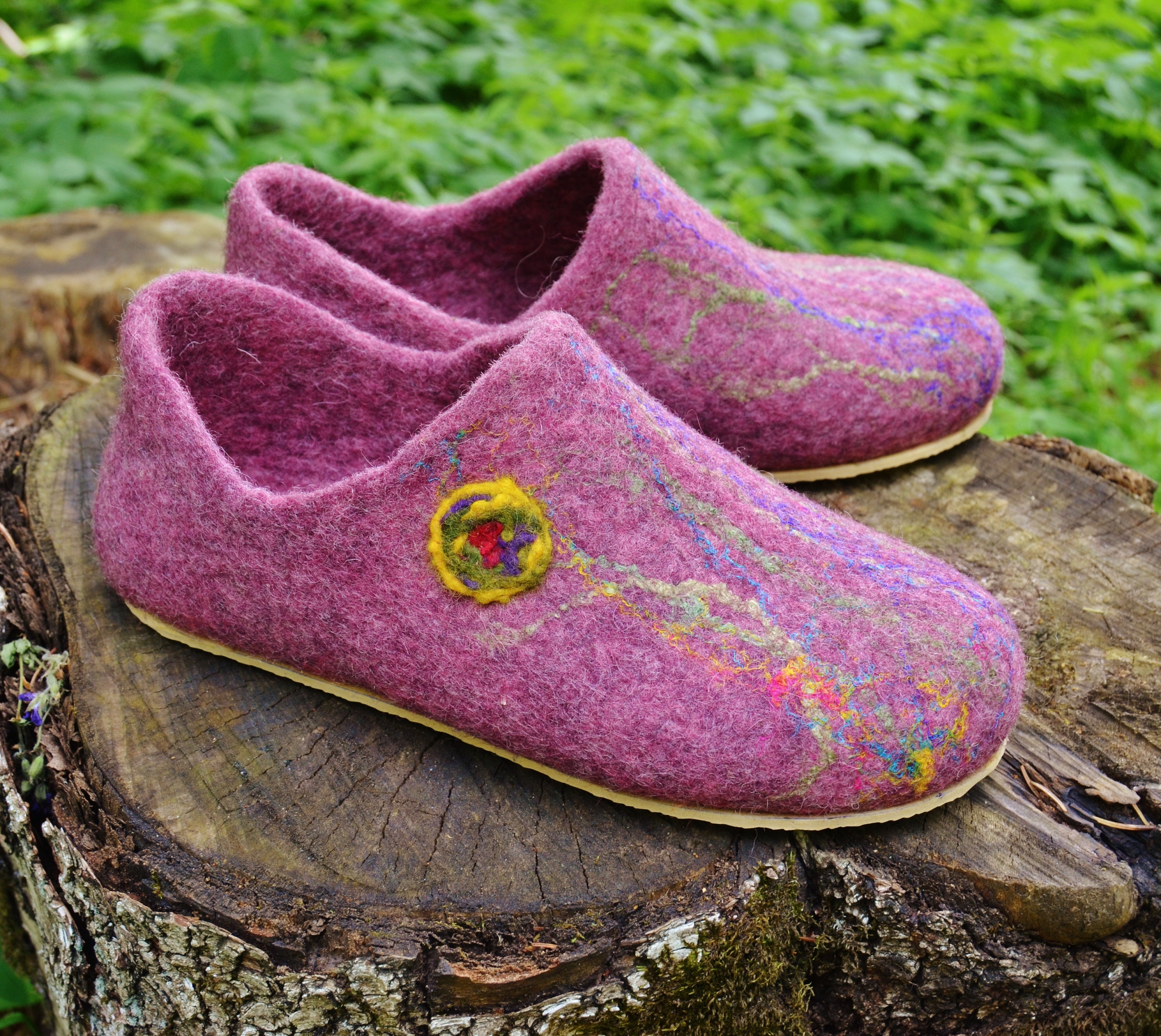 Felted Wool Slippers Womens Slippers Boiled Wool Slippers B19