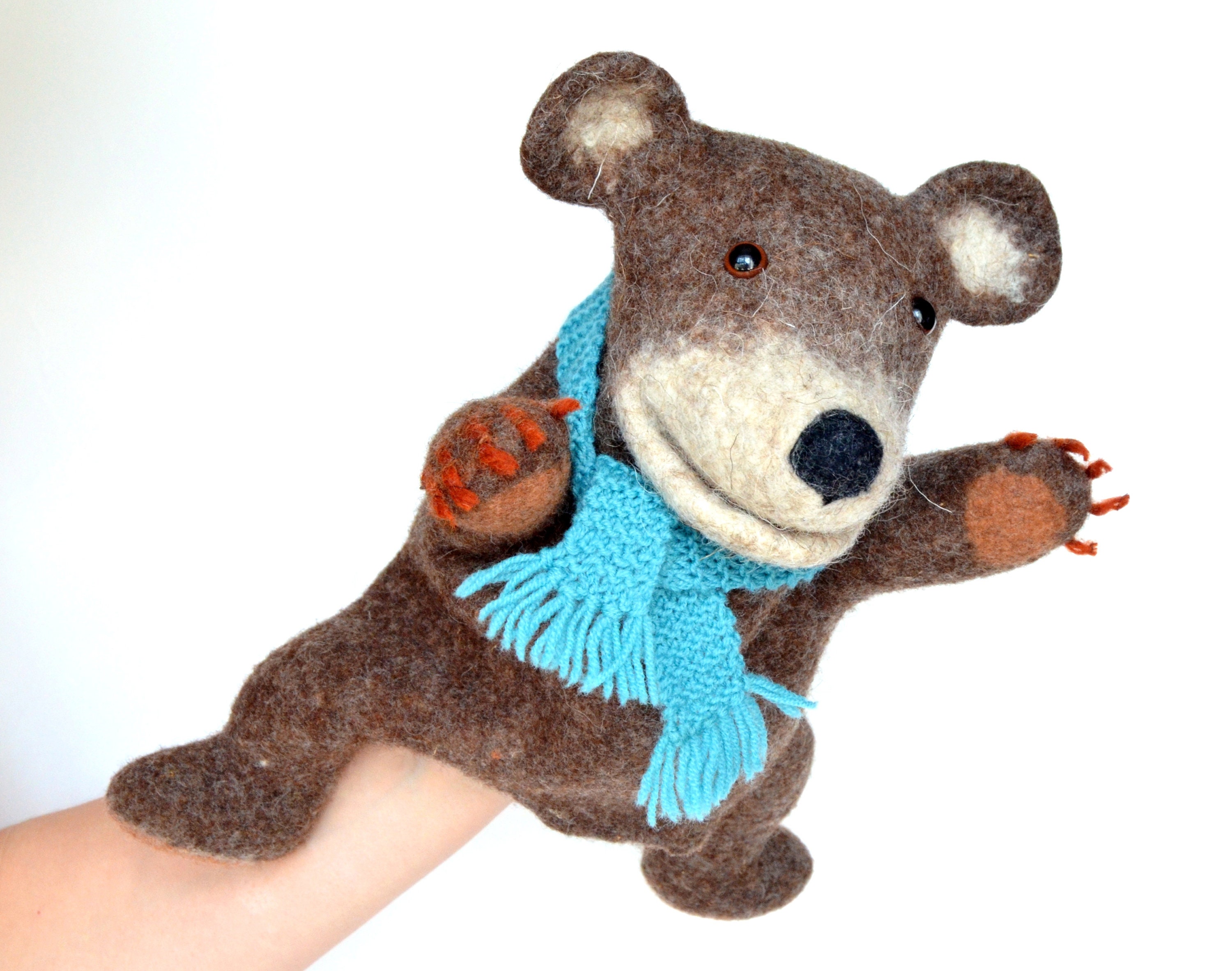 Bear hand puppet Puppets theater Bear felt toy Etsy