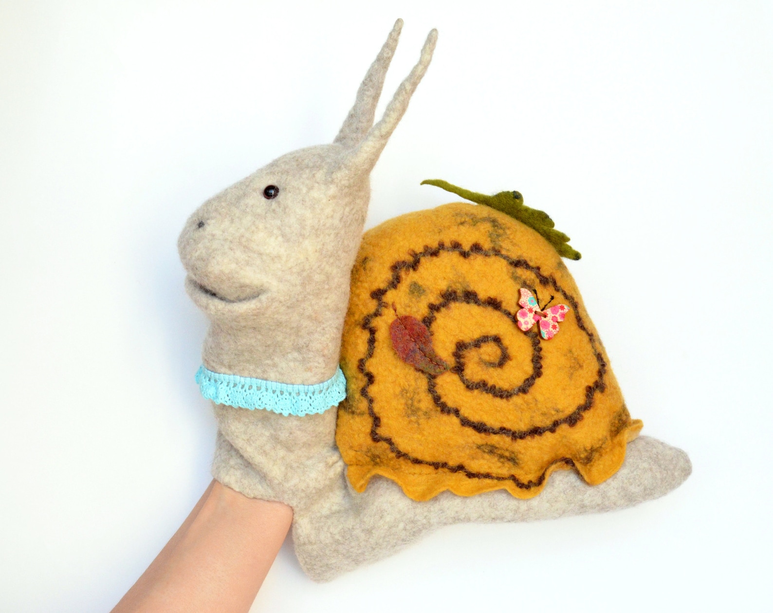 Snail hand puppet Puppets theater Snail toy Etsy
