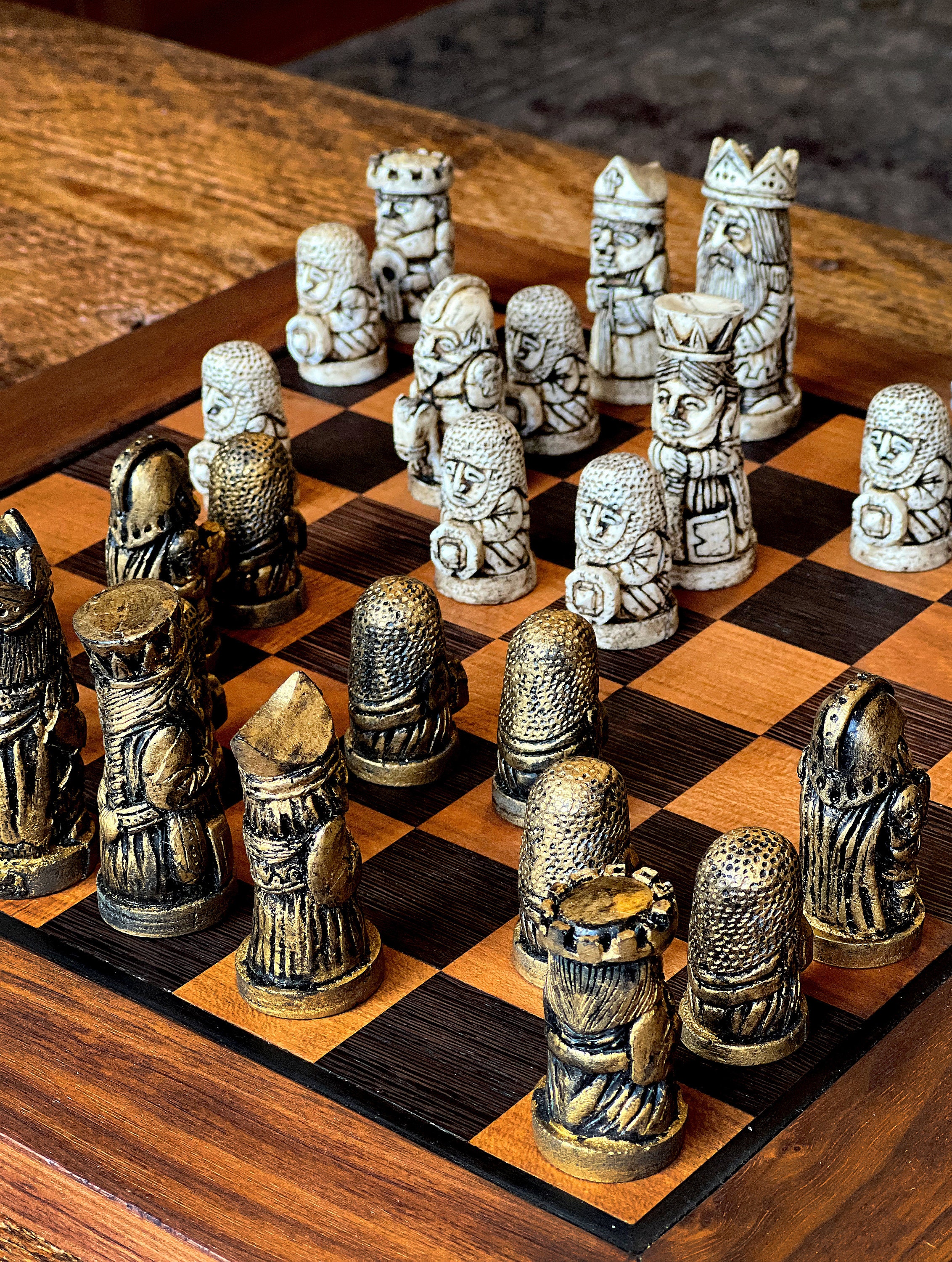 Antiqued Hand-cast Resin Chess Set (medium Sized) - Etsy