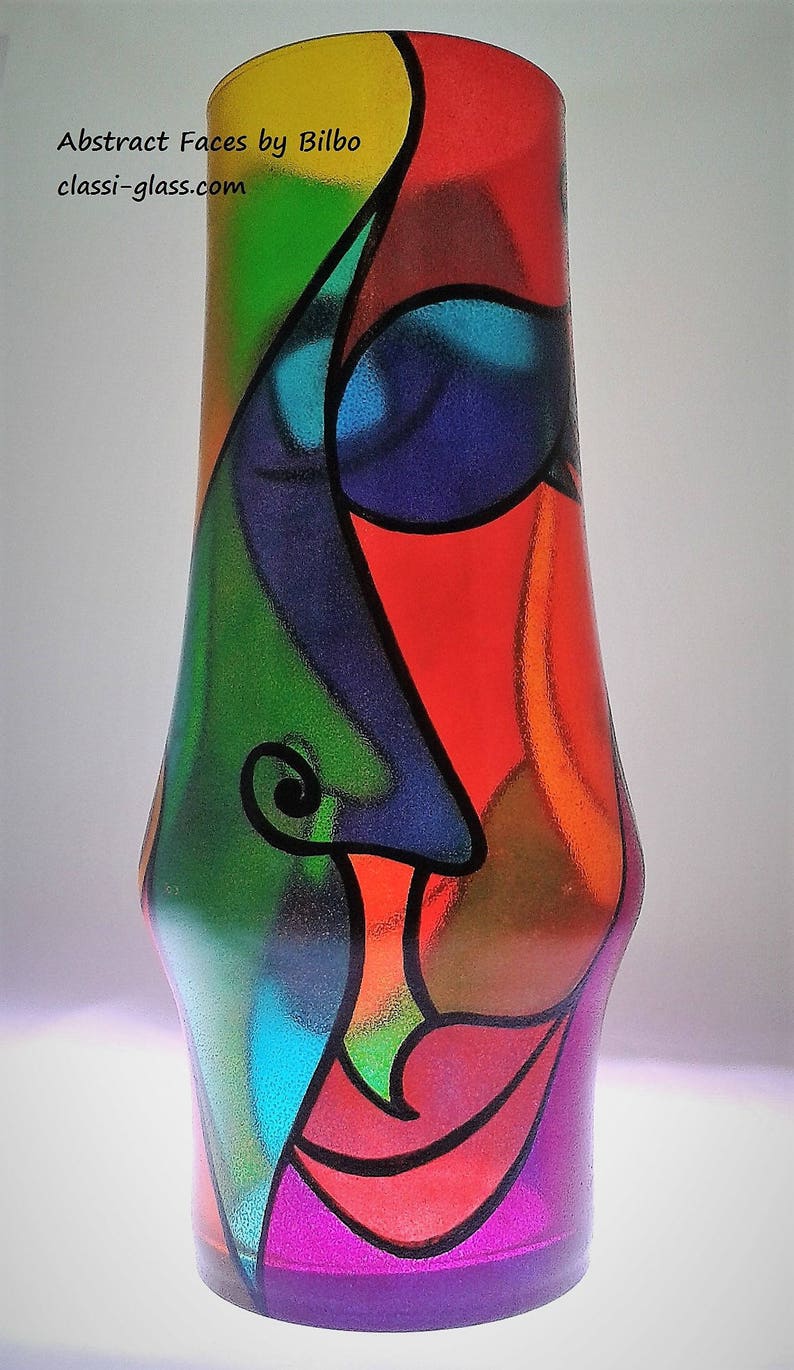 Hand Painted Glass Vase Abstract Faces by Bilbo Etsy