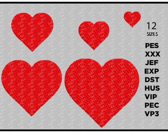 Heart Embroidery Design - Machine Embroidery Heart Download - XXX,pec,jef,hus,exp,dst - 11 dimensions