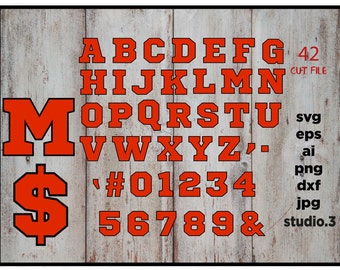 Outlined Sport Font svg, two color Sport Font, SVG, EPS, DXF, Vector Font, two layer font, Silhouette file, Cricut cut file, digital file