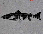 Mountain Salmon SVG, PNG high resolution, Dxf, fisher Gift Idea, fish Design, FISHING Svg, fish shirt vector design