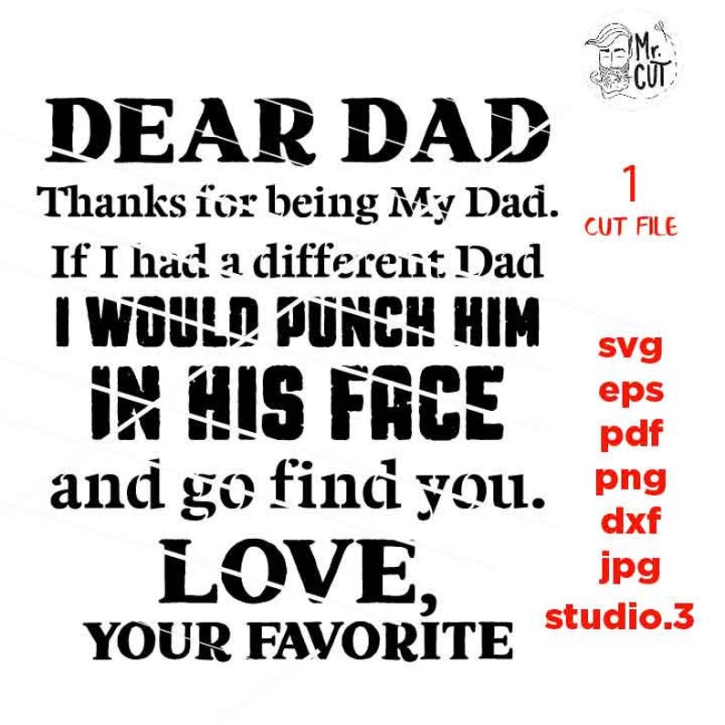 Download Dear Dad Thanks for Being My Dad SVG File Father's Day | Etsy