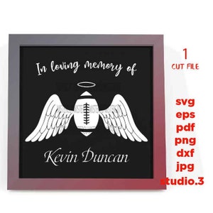 In Loving Memory football Svg, football svg, football wings,  DxF, cut file, png, jpg transfer, Angel Wings svg, Memorial SVG,