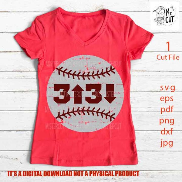 3 up 3 Down Baseball Softball SVG DXF PNG cut file for cricut & silhouette cameo, Distressed Files, Cricut Files, Silhouette Files, dxf