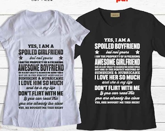 Matching Couples spoiled boyfriend & girlfriend, shirt vector design, Dxf, png high resolution, pdf, jpg reverse, svg, pdf, don't flirt