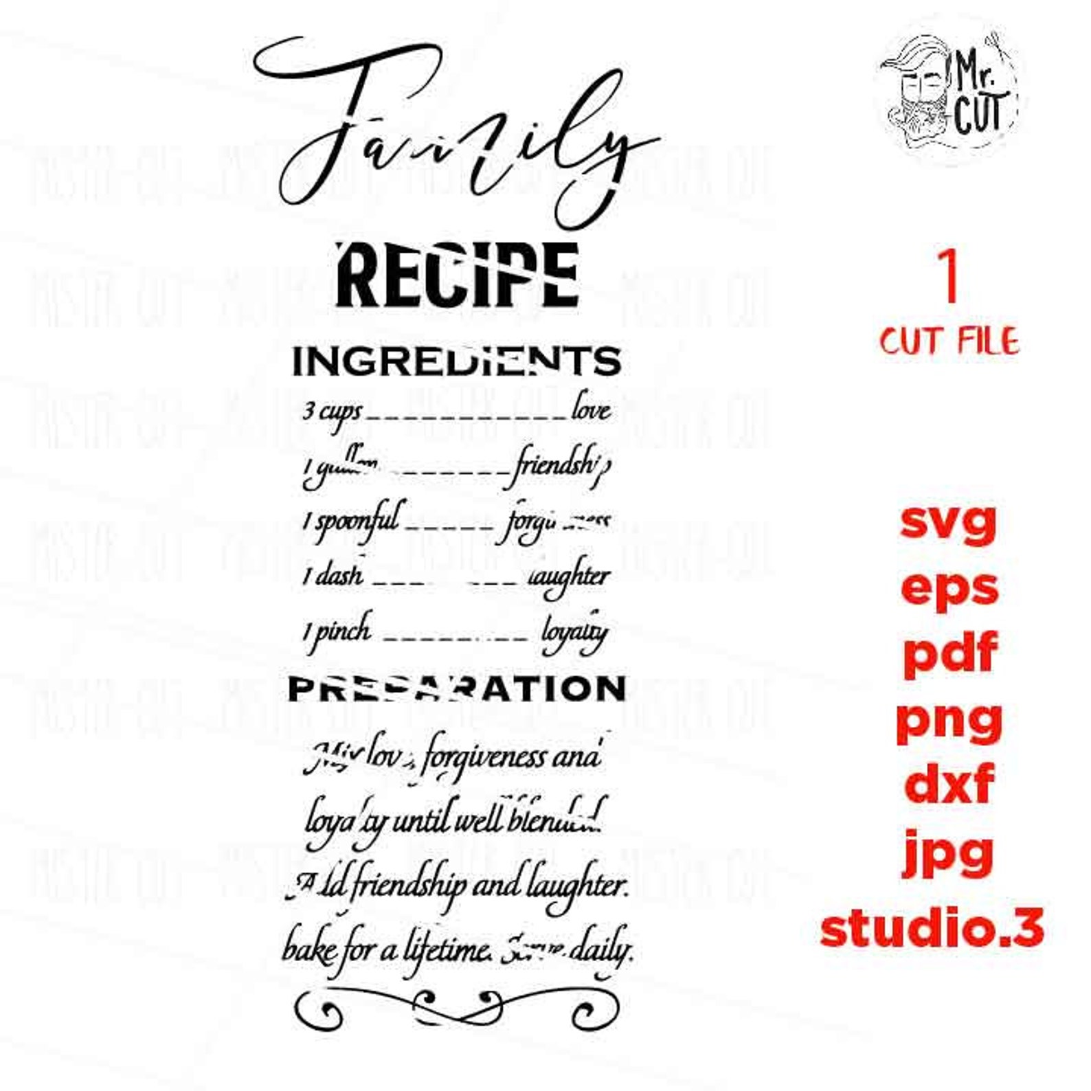 Family Recipe SVG Dxf Jpg Mirrored Cut File Png Family - Etsy