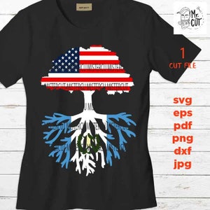 Raíces guatemaltecas de ascendencia americana SVG, DXF, bandera de Estados Unidos, bandera de Guatemala, raíces familiares, árbol genealógico, archivo de corte, png de alta resolución, eps, PDF