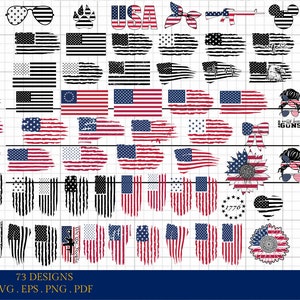 File bundle bandiera americana, 4 luglio, SVG, EPS, PNG alta risoluzione per sublimazione, file di taglio, Pdf, Jpg, stampabile, Cricut, Silhouette