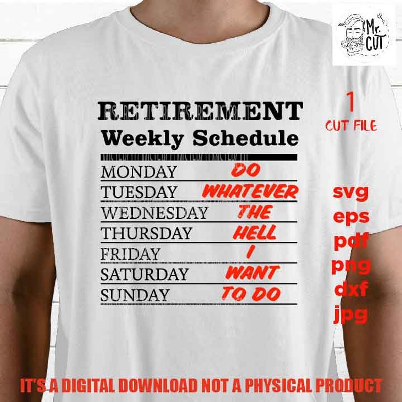 Retirement Weekly Schedule Svg Dxf Jpg Png High Resolution | Etsy Hong Kong
