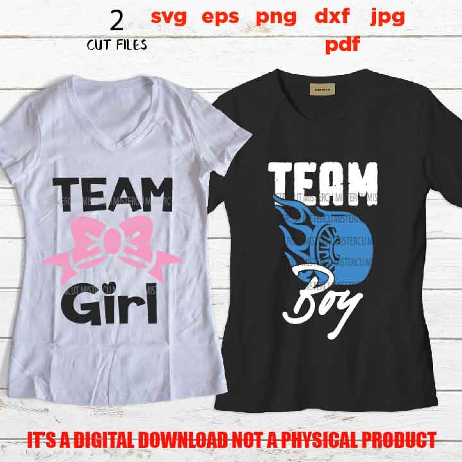 Team Boy Team Girl Matching Shirts Cut Files Dxf Gender Etsy