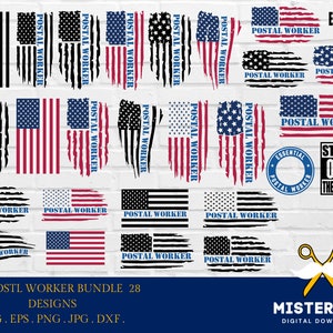 Digitale Dateien für Postangestellte, USA-Flagge, Shirt-Vektor-Designs, png 350 dpi hohe Auflösung, Cricut, Silhouette geschnittene Dateien druckbar