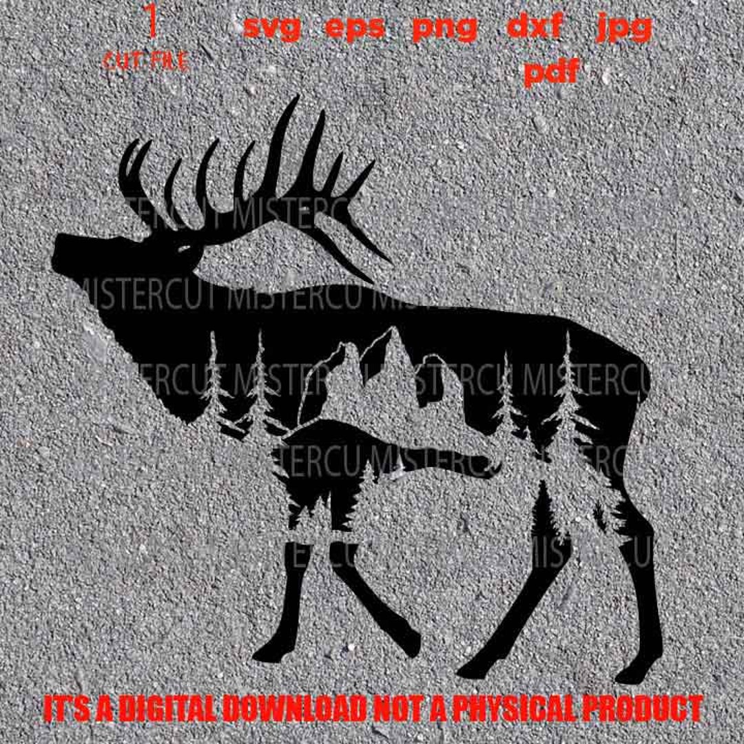 Mountain Elk SVG, PNG High Resolution, Dxf, Vector Design Shirt Gift ...