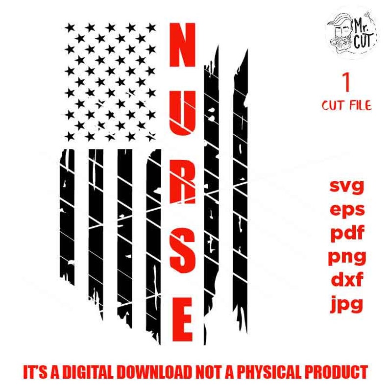 sign nurse idea gift Distressed Flag Svg PNG nurse svg pdf usa flag USA flag svg Dxf nurse Flag shirt vector design eps