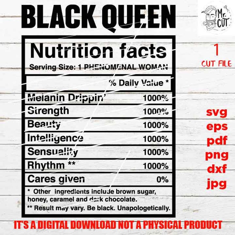 Download Black Queen Black woman svg Black girl nutrition facts EpS ...
