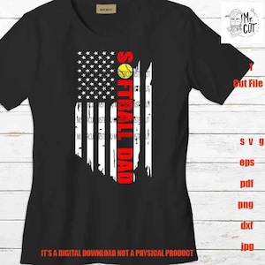 Softball Dad usa Flag SVG, PNG, Dxf, jpg paper transfer, oilfield, Softball svg, american flag, 4th of july svg, Softball t shirt, USA flag