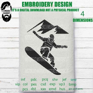 Broderie machine, motif de broderie Machine snowboarder, 4 tailles, motif de broderie, motif de broderie, idée cadeau PES, xxx, hus et plus