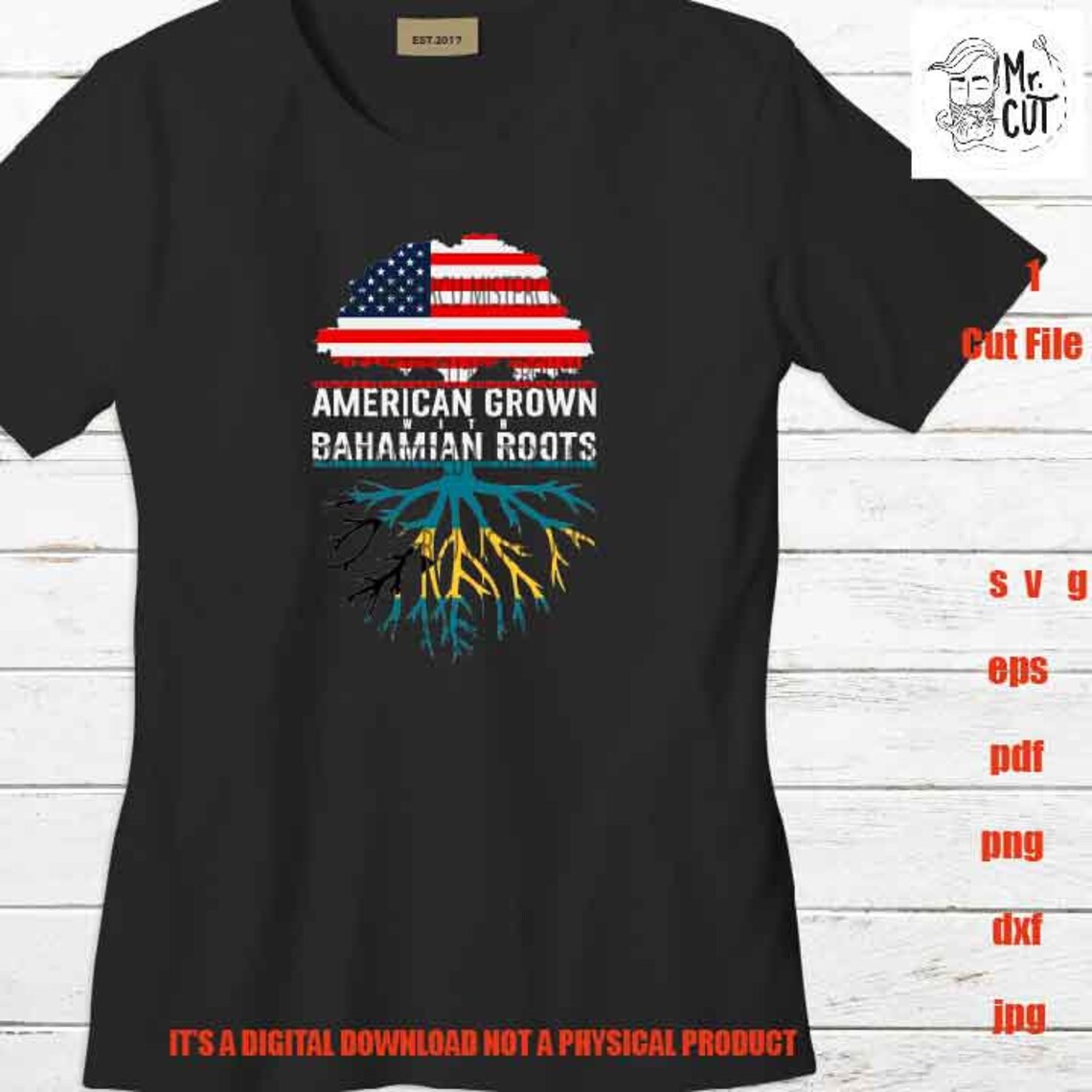 American Grown Bahamian Roots SVG, DXF, America Flag, Bahamian Flag ...