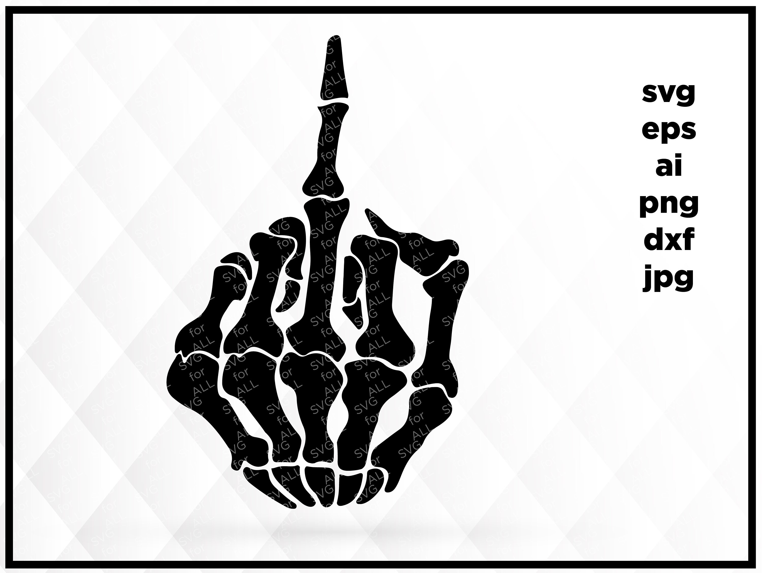 Download Skull Middle Finger Flip Off Graphics SVG Dxf EPS Png Cdr ...