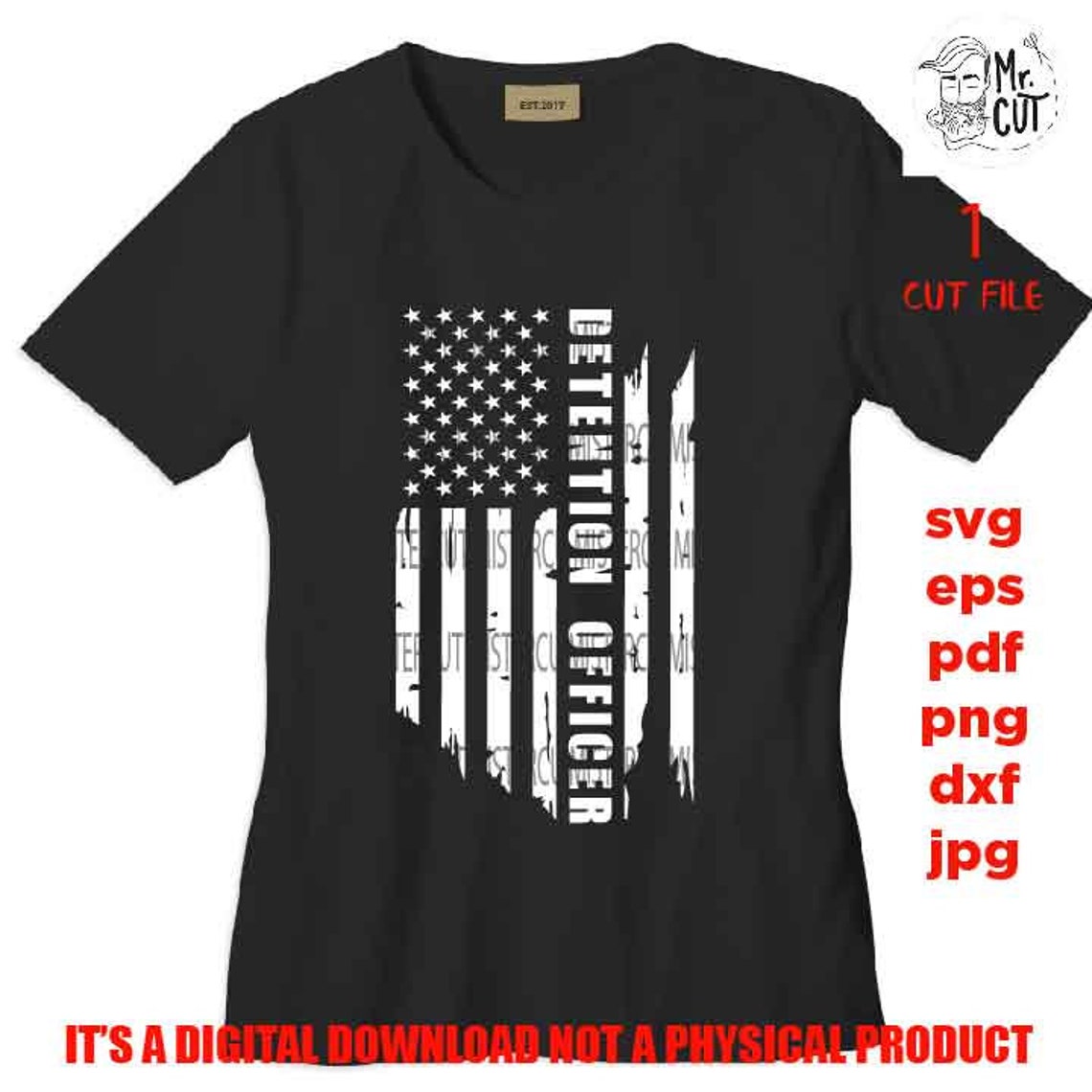 USA Flag Svg Detention Officer Flag Thin Silver Line Flag Etsy