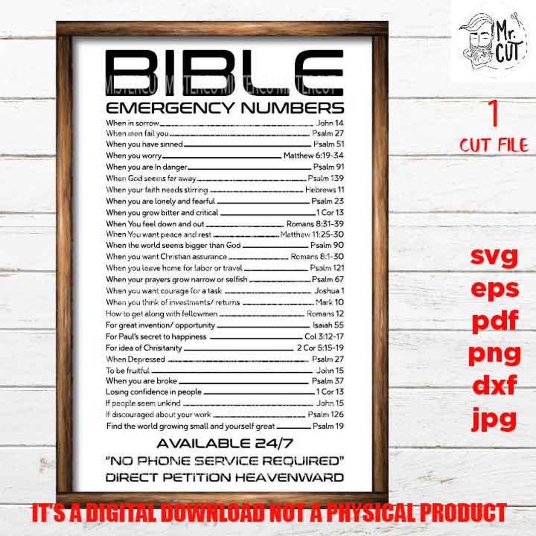 Bible Emergency Numbers SVG, Sign Vector Design, Png High Resolution Hope, Christian, Sign Svg, Dxf, Jpg Transfer, Cut File, Pdf, Jpg - Etsy bible-emergency-numbers-svg-sign-vector-design-png-high-resolution-hope-christian-sign-svg-dxf-jpg-transfer-cut-file-pdf-jpg-etsy
