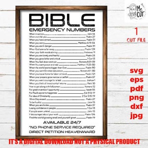 Números de emergencia de la Biblia SVG, diseño vectorial de signos, png de alta resolución Esperanza, Cristiano, Signo svg, dxf, transferencia jpg, archivo cortado, pdf, jpg