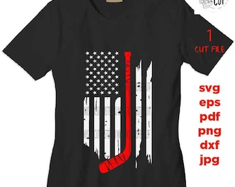 Hockey Flag SVG, PNG, Dxf, jpg paper transfer, hockey svg, patriotic, american flag, 4th of july svg, hockey shirt vector design, USA flag