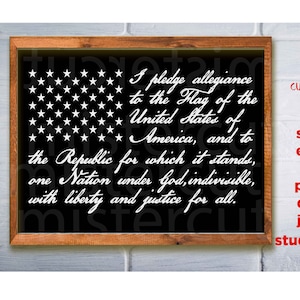 Bündchen der Allegiance Flagge SVG, Bündchen der Allegiance USA, DFX, Schnittdatei, Holzschild Abziehbild Patrotisches T-Shirt, vierter Juli, Schnittdatei, JPEG