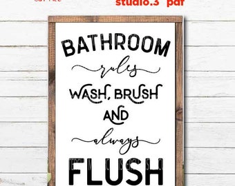 Bathroom Rules svg, Bathroom Sign svg, Bathroom svg, Flush svg, svg, dxf, cut file, png, funny bathroom signs, kids bathroom, Signs SVG