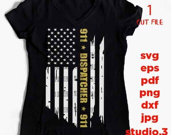 Dispatcher Flag, Dispatcher 911 Flag, Thin Yellow Line Flag, Yellow Line Distressed flag Svg, PNG, Dxf, mirrored jpg, american flag USA flag