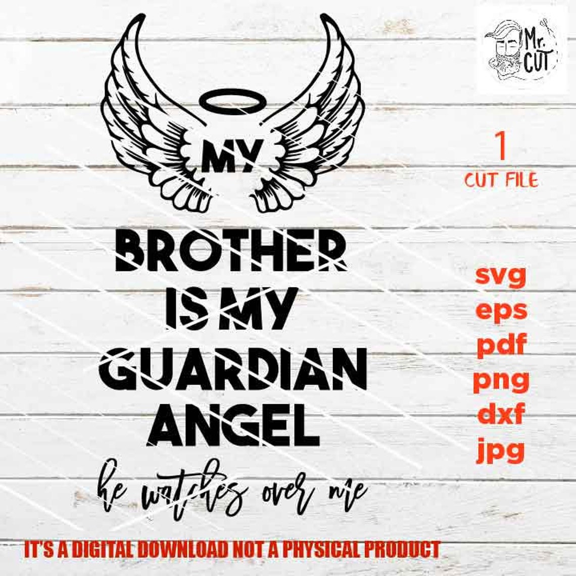 My Brother is My Guardian Angel Svg in Memory Svg Dxf Cut  Etsy