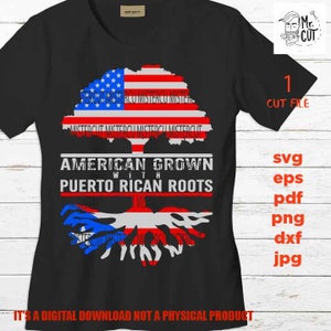 Amerikanische gewachsen puerto-ricanische Wurzeln SVG, DXF, Amerika-Flagge, Familie Wurzeln Svg, Stammbaum, geschnitten Datei, Png hohe Auflösung, Eps, PDF