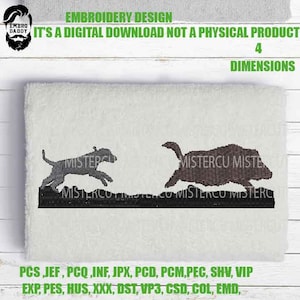 Archivos de bordado, diseño de bordado de máquina de jabalí de caza de perros, 4 tamaños, patrón de bordado, archivo de bordado PES, xxx y más