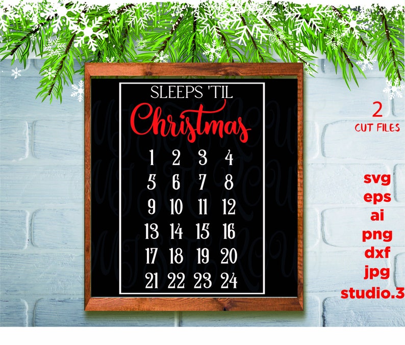 Sleeps 'til Christmas svg Christmas svg Advent Calendar Etsy