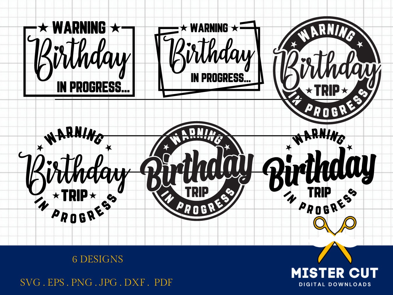 Warning Birthday Trip In Progress svg, Birthday trip svg, Family vacation svg, cruise svg, travel svg, Printable, Cricut & Silhouette files